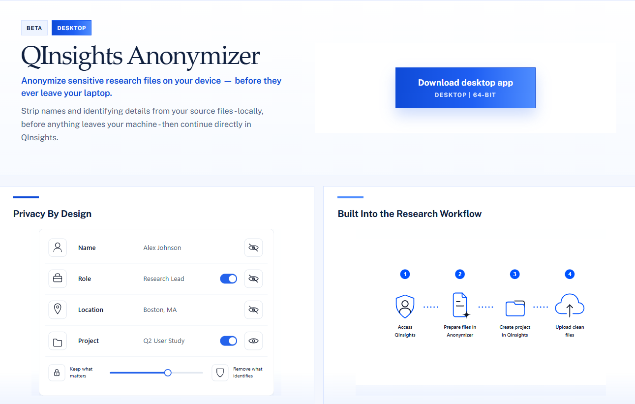 QInsights Anonymizer desktop application