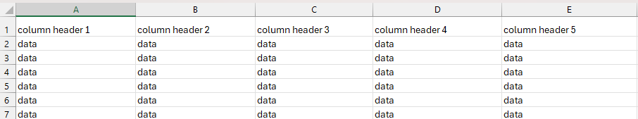 Required input structure - one sheet, one row per case.