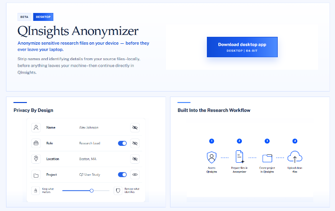 Download the QInsights Anonymizer desktop app from the sidebar.