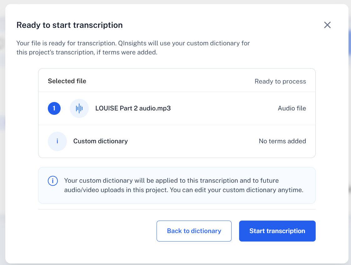 Review all files before transcription begins