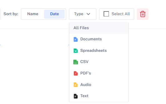 Document sort options.