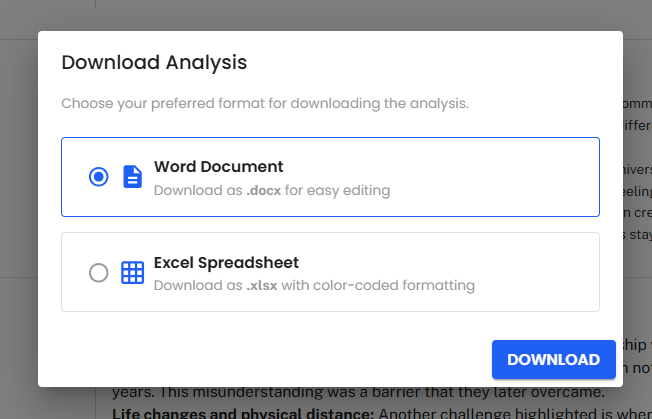 Download option for Grid Analysis